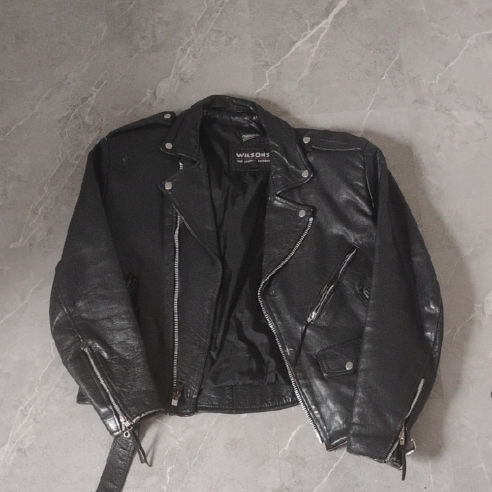 Wilson Black Leather Biker Jacket
